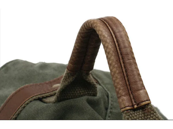 17" Laptop Army Green Leather & Canvas Messenger Bag