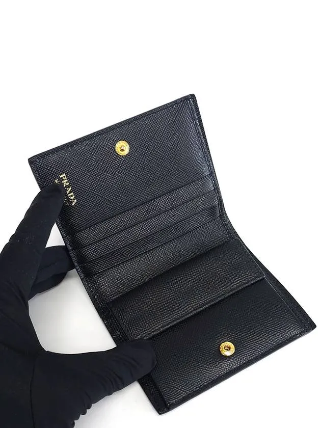 1MV204 Monochrome Saffiano Compact Half Wallet