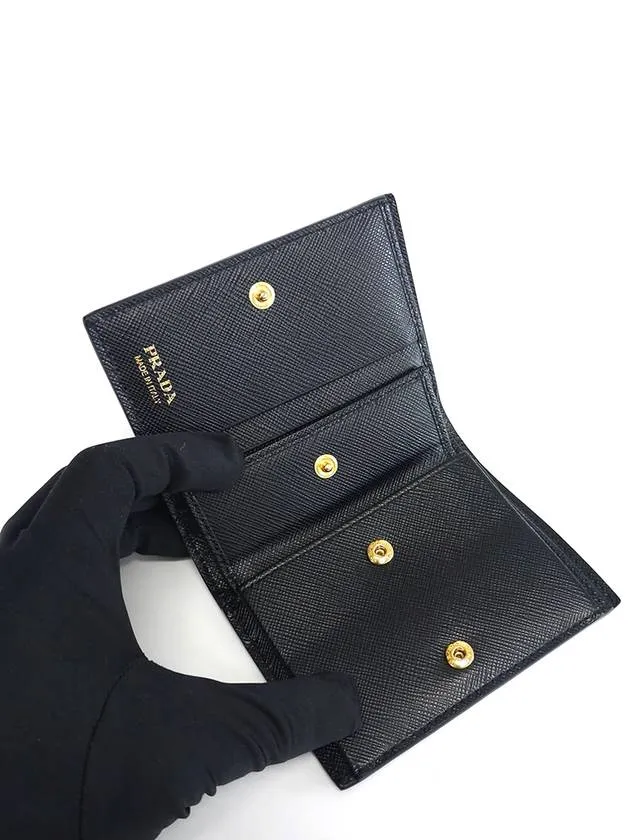 1MV204 Monochrome Saffiano Compact Half Wallet