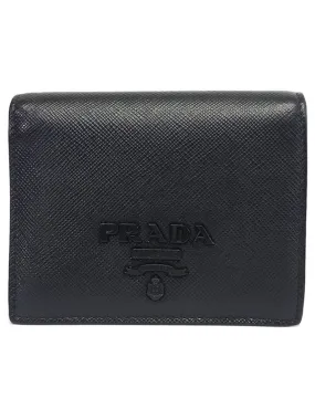 1MV204 Monochrome Saffiano Compact Half Wallet