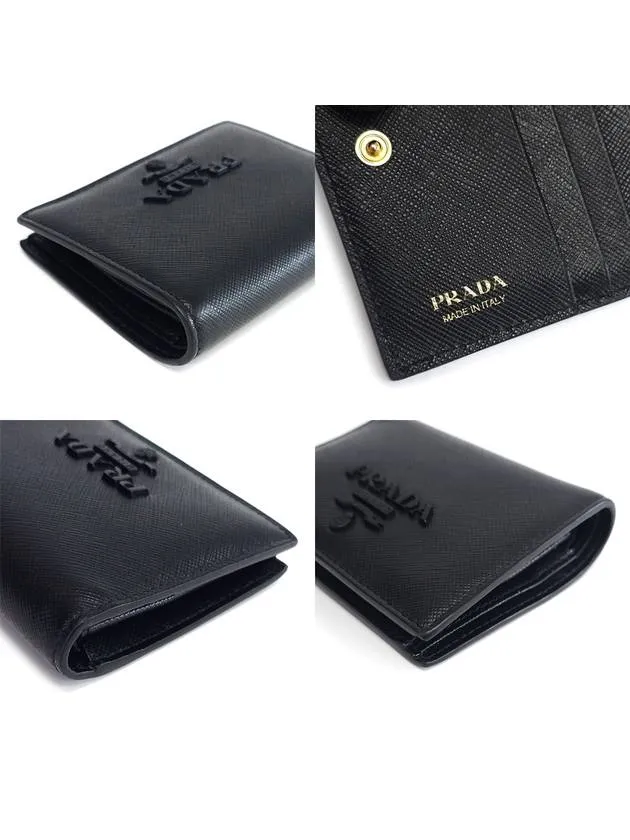 1MV204 Monochrome Saffiano Compact Half Wallet