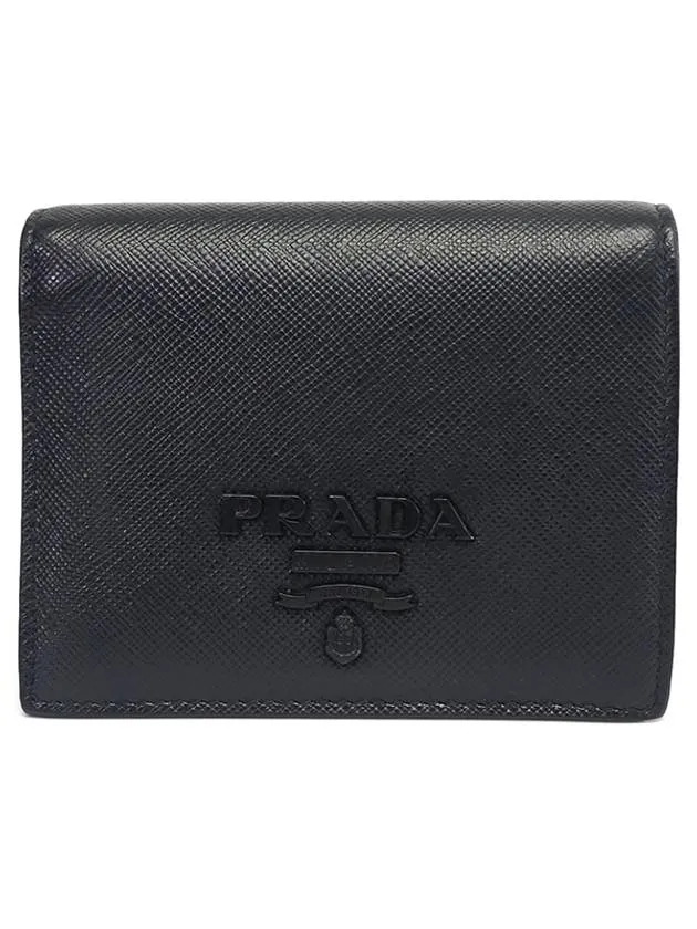 1MV204 Monochrome Saffiano Compact Half Wallet