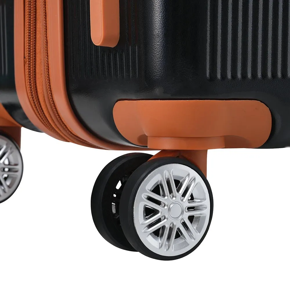 3 Piece Lightweight Hard-shell Luggage Sets double spinner 8 wheels Suitcase with TSA Lock - Black