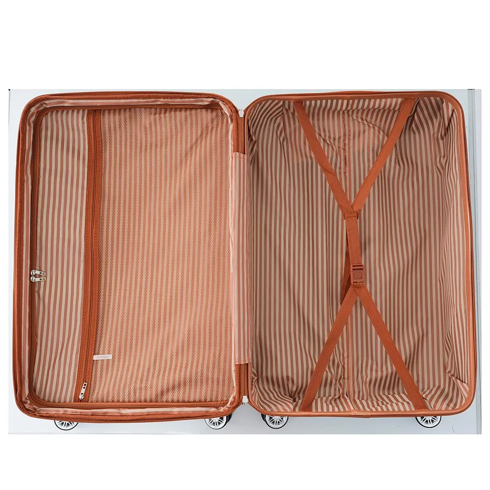 3 Piece Lightweight Hard-shell Luggage Sets double spinner 8 wheels Suitcase with TSA Lock - Black