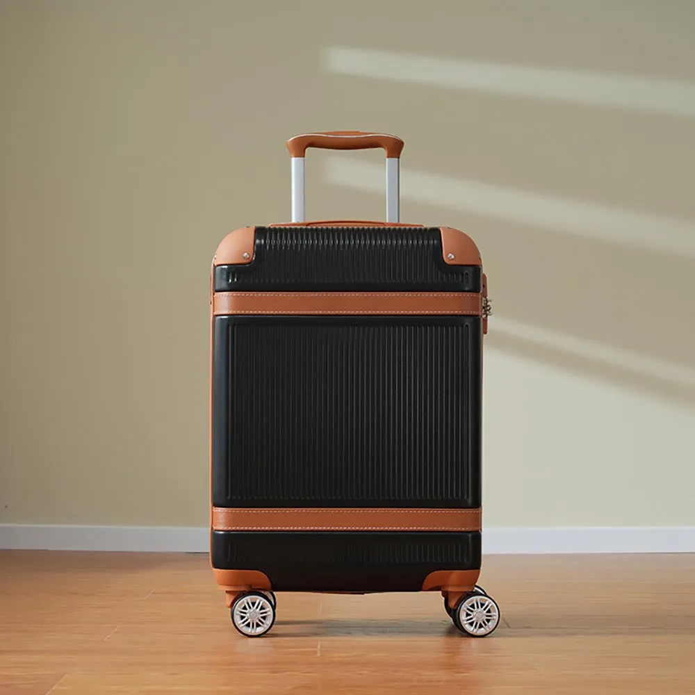 3 Piece Lightweight Hard-shell Luggage Sets double spinner 8 wheels Suitcase with TSA Lock - Black