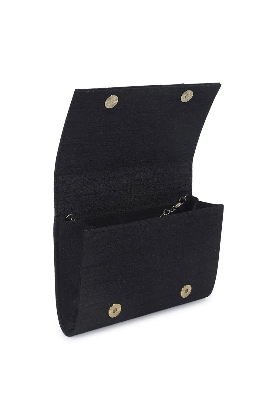 Black Hand-Embroidered Clutch