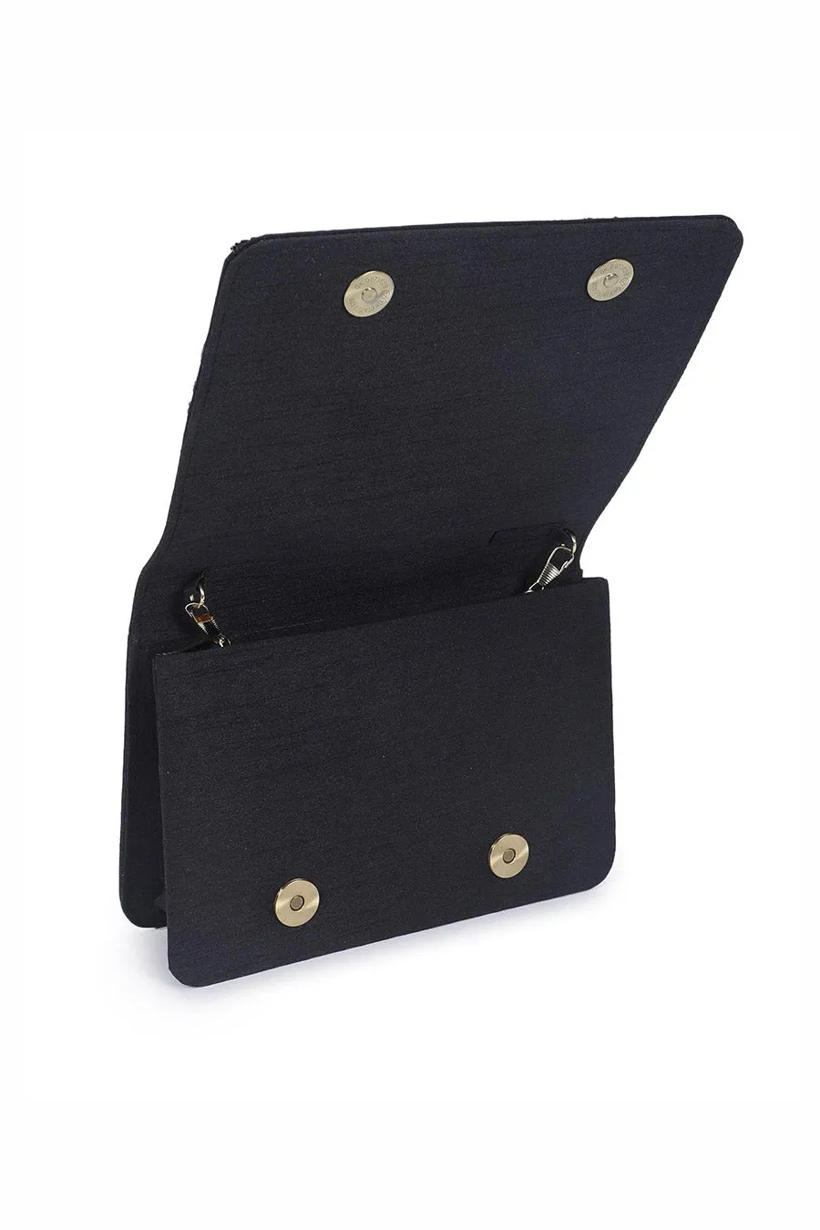 Black Illusion Hand-Embroidered Clutch