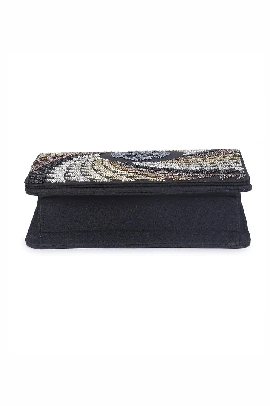 Black Illusion Hand-Embroidered Clutch