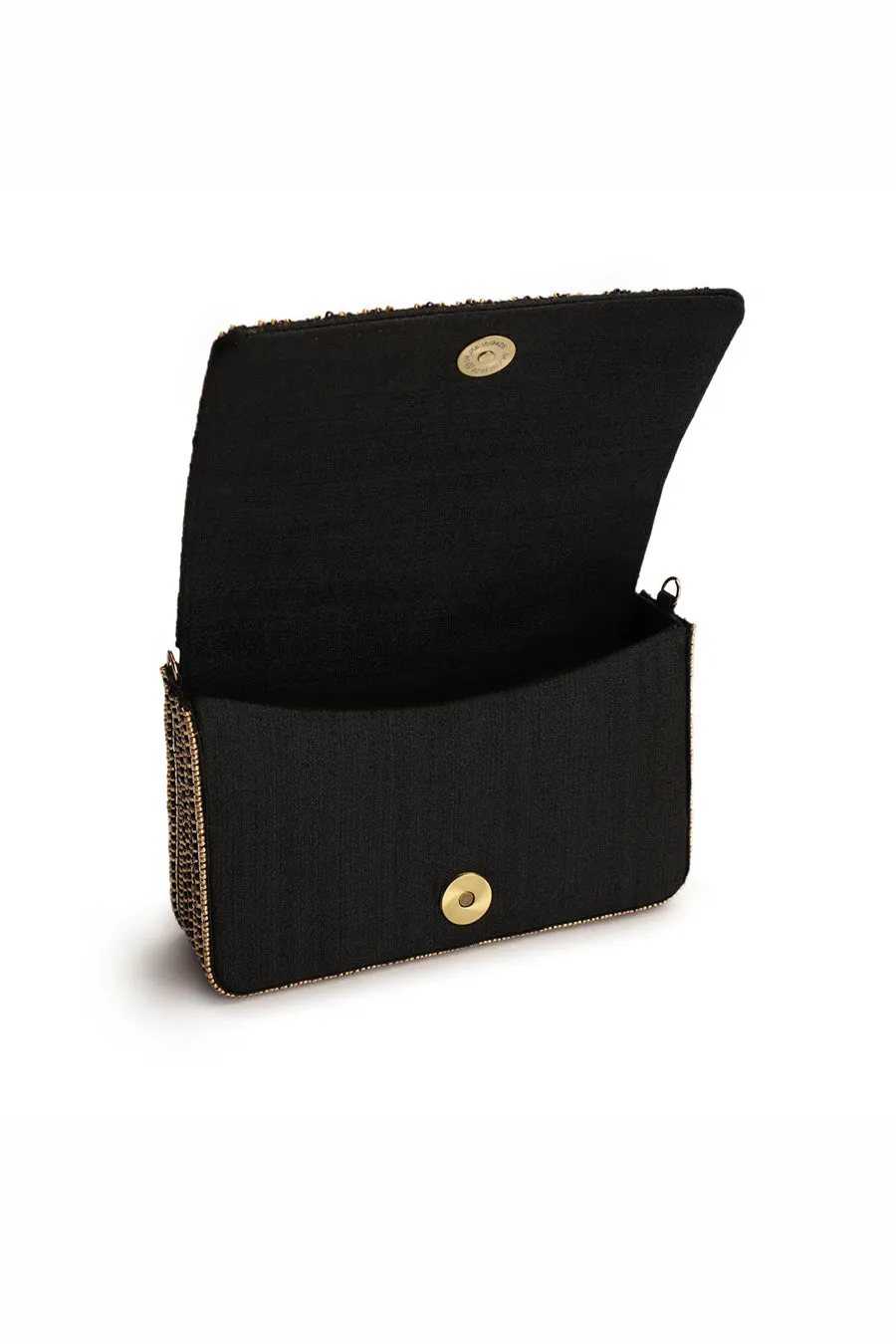 Black Radar Hand-Embroidered Clutch