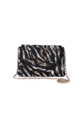 Black Sequins Embroidered Clutch