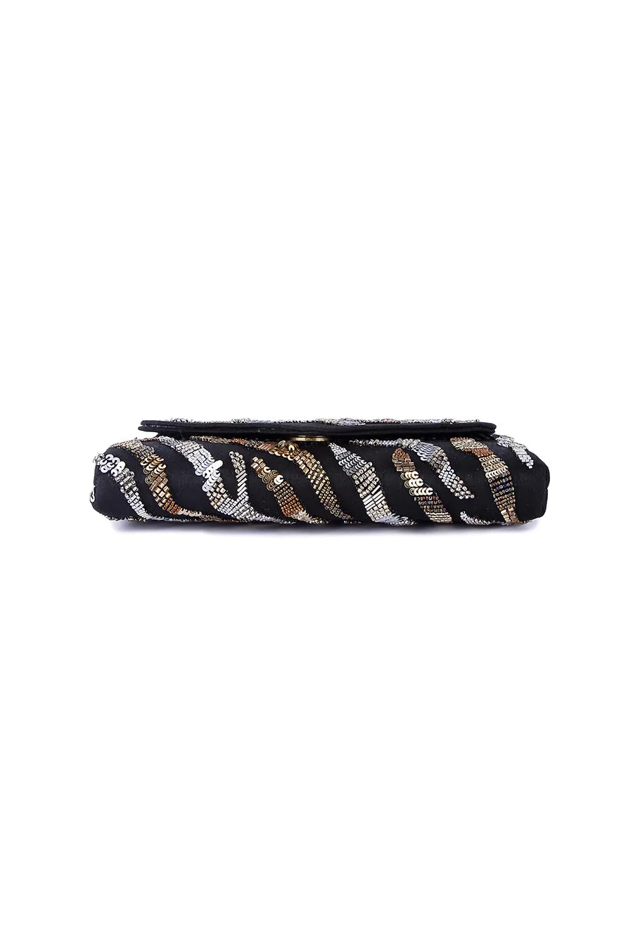 Black Sequins Embroidered Clutch