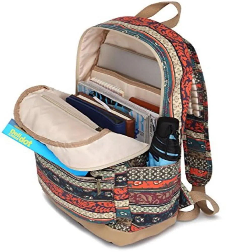 Bohemian Water Resistant Cushion Straps USB Port Laptop Backpack