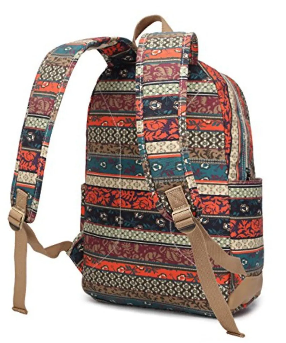 Bohemian Water Resistant Cushion Straps USB Port Laptop Backpack