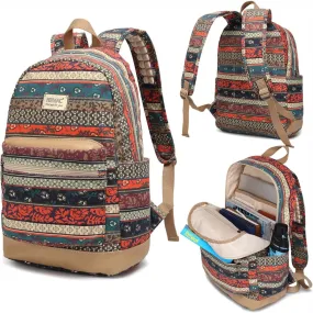 Bohemian Water Resistant Cushion Straps USB Port Laptop Backpack