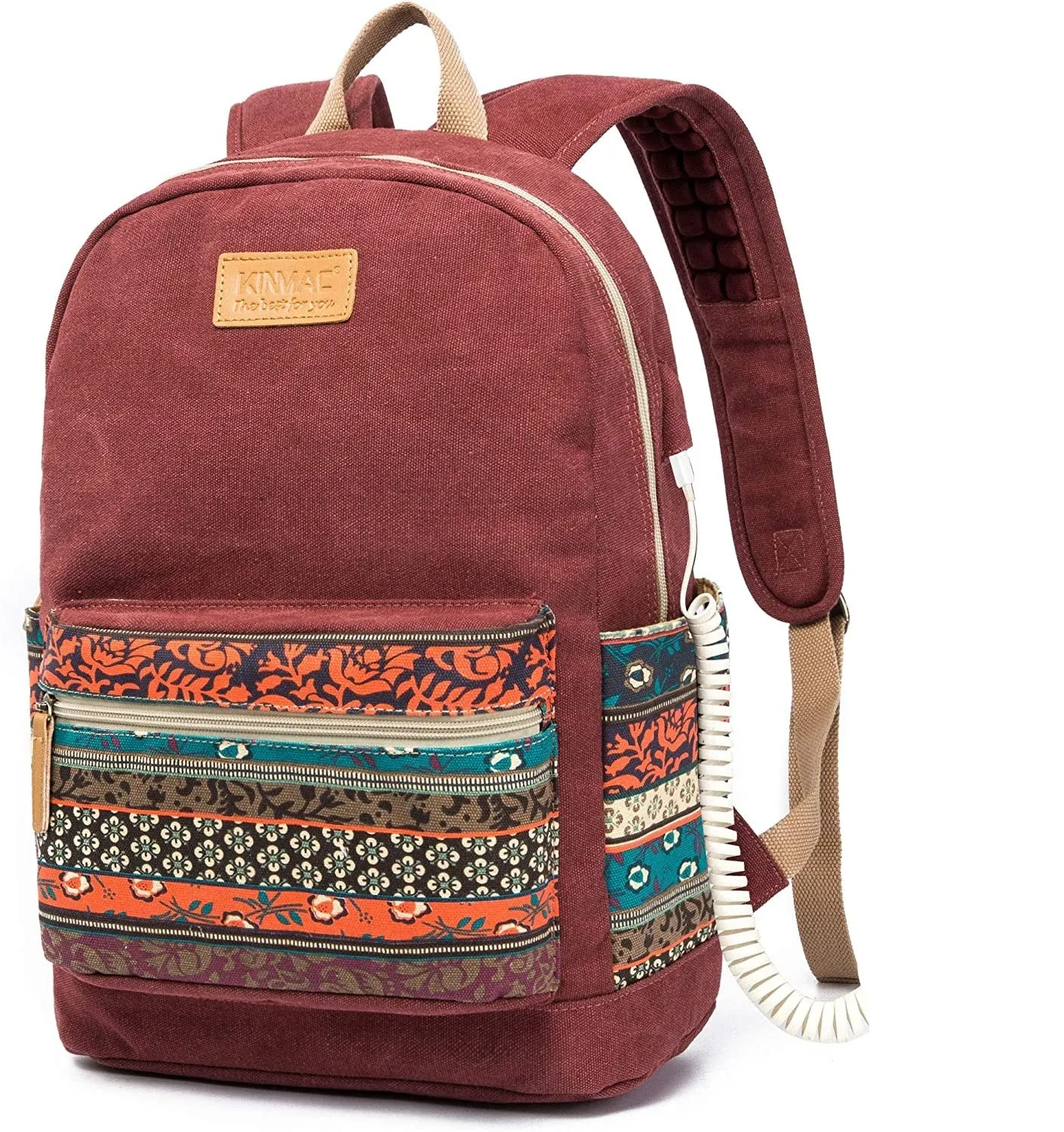 Bohemian Water Resistant Cushion Straps USB Port Laptop Backpack