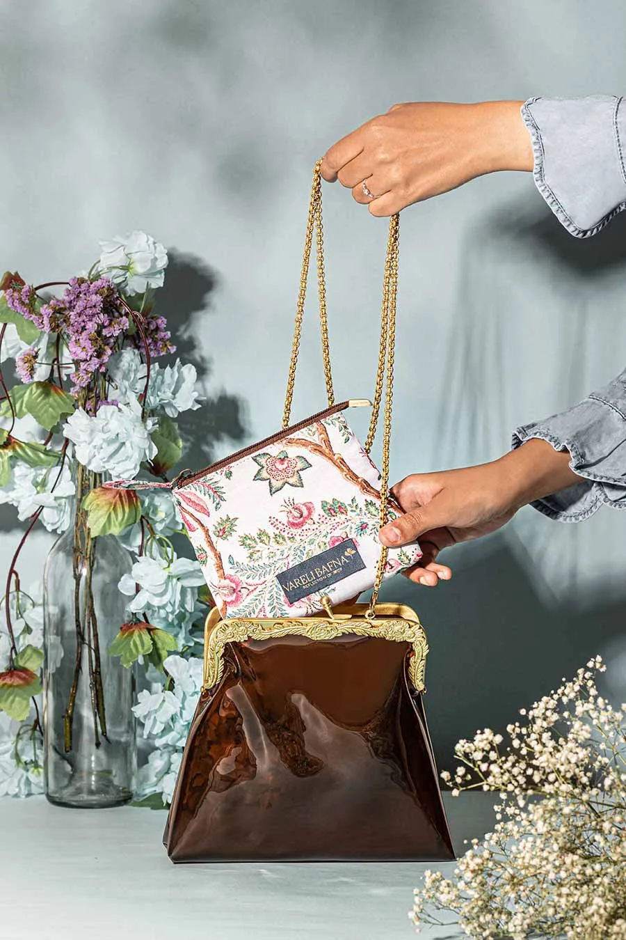 Brown Buni Clutch & Pouch Set