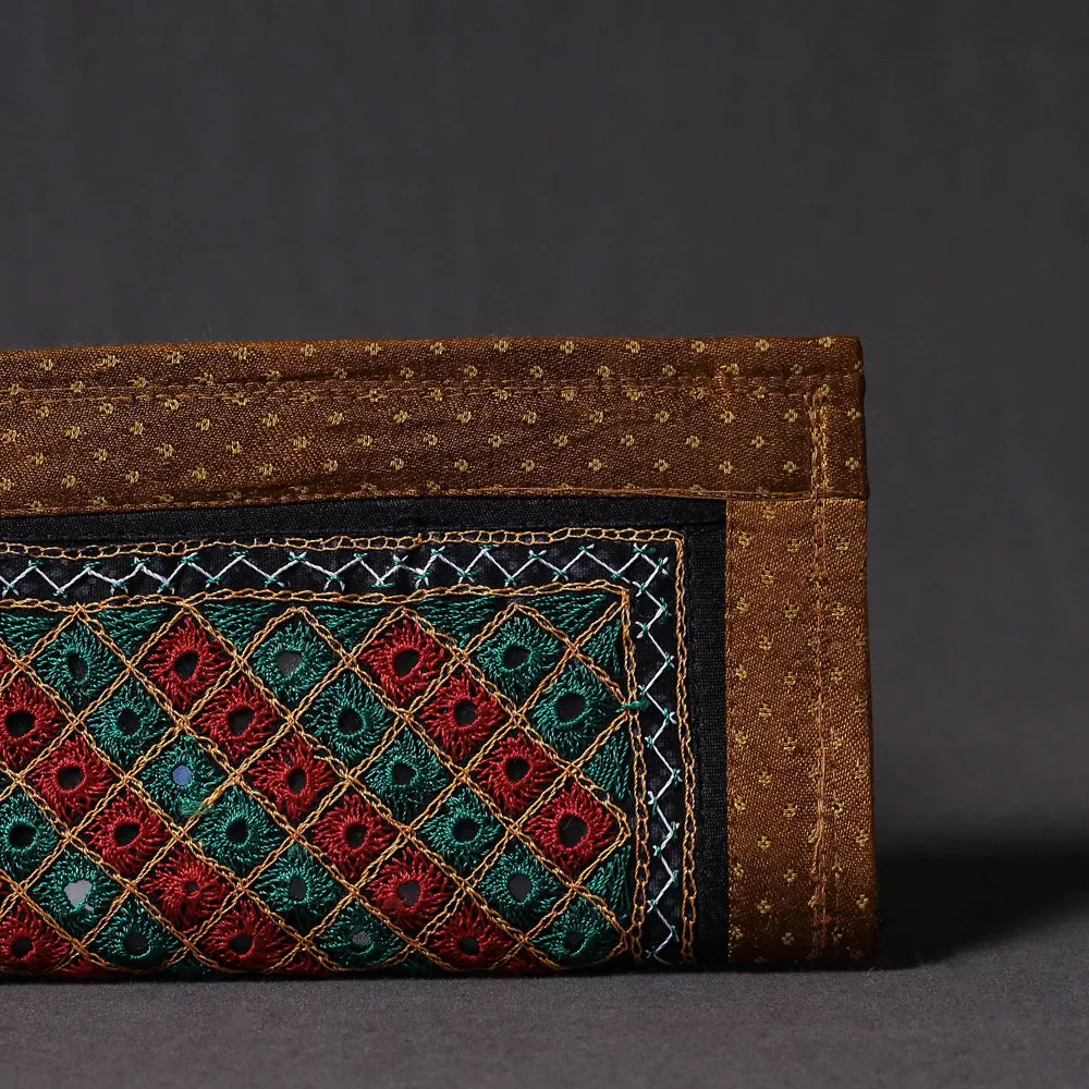 Brown - Kutchi Embroidery Mirror Work Clutch