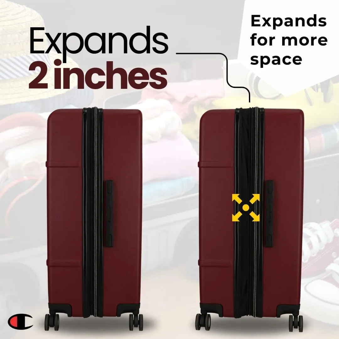 Champion 2-Piece Luggage Set - 20 29 Hardshell Suitcases with 8 Spinner Wheels - Expandable Carry-On & Checked Luggage - Durable ABS Material - Travel Bags for Men & Women - Tawny Port