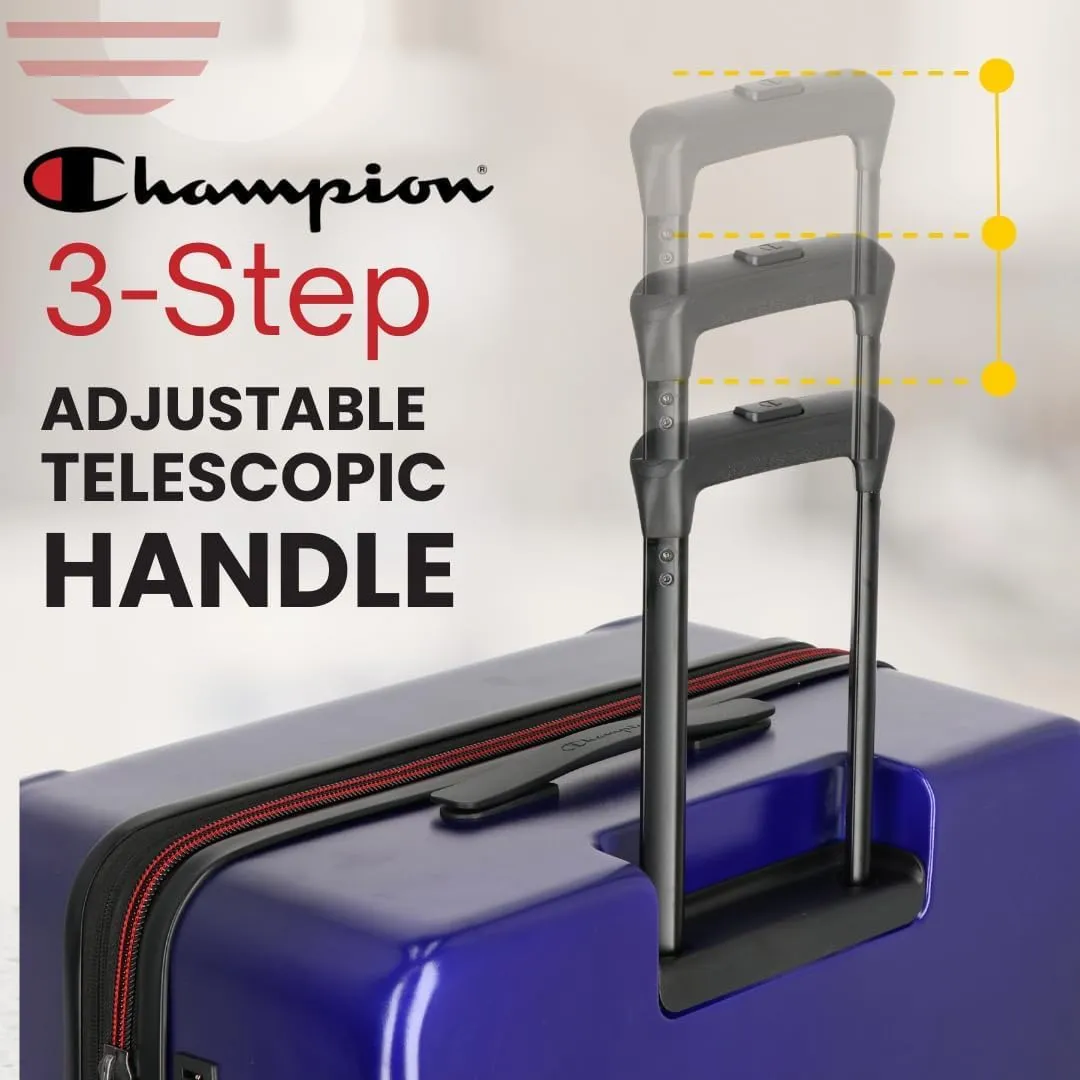 Champion 21 Hardshell Suitcase with Cup Holder & 8 Spinner Wheels - Expandable Carry-On & Checked Luggage - Durable ABS Material - Travel Bags for Men & Women - With TSA Lock -Astral