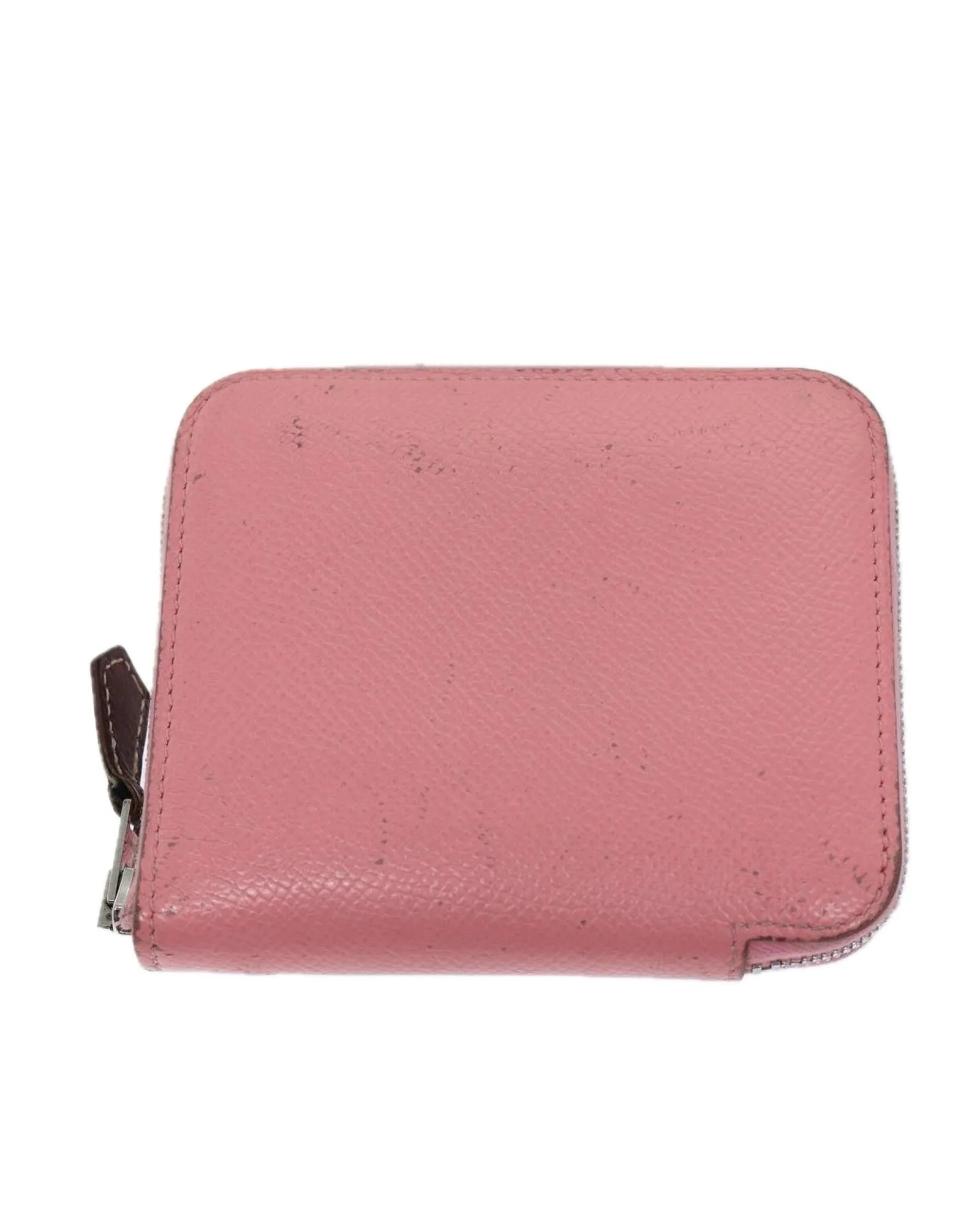Compact Leather Pink Wallet with Silk Interior by HERMES