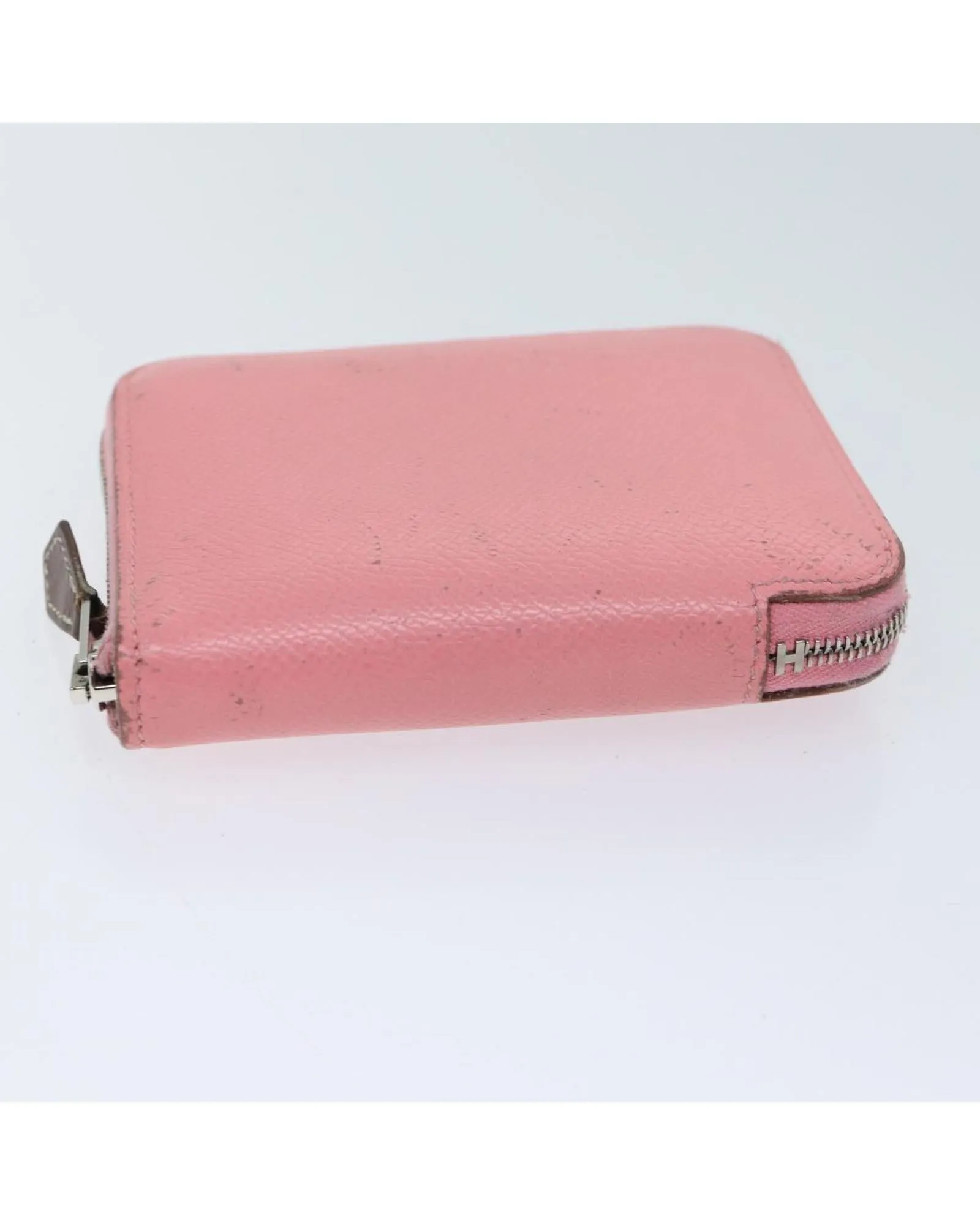 Compact Leather Pink Wallet with Silk Interior by HERMES