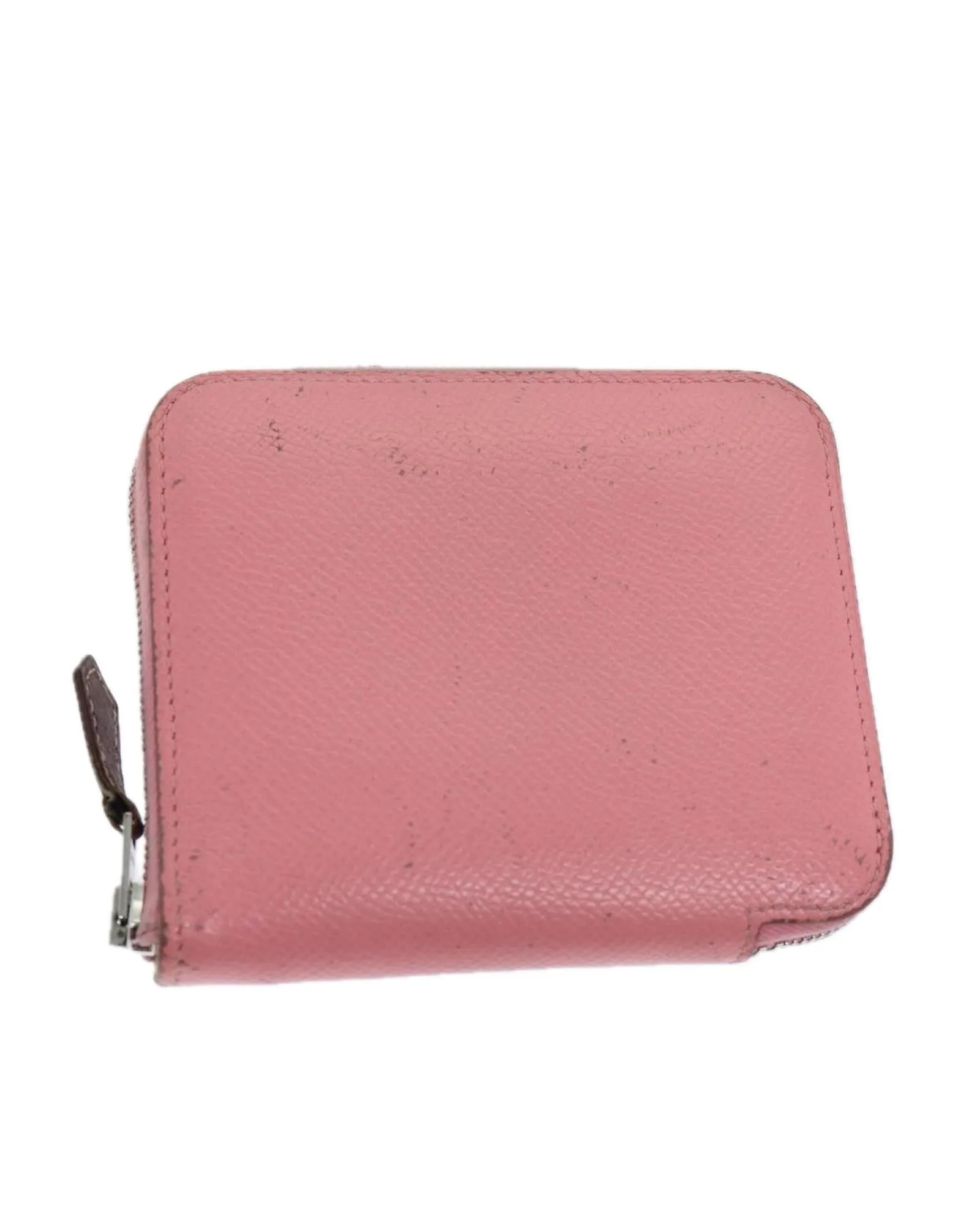 Compact Leather Pink Wallet with Silk Interior by HERMES