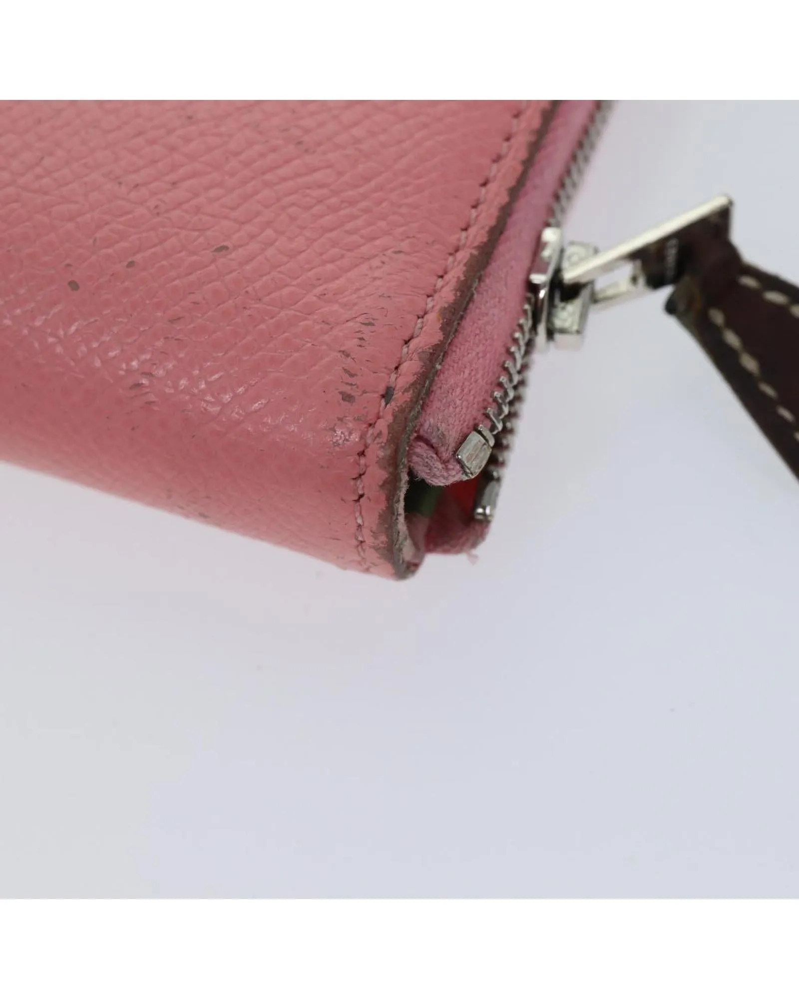 Compact Leather Pink Wallet with Silk Interior by HERMES