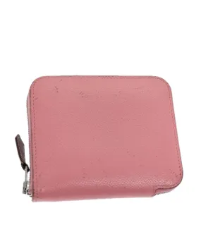 Compact Leather Pink Wallet with Silk Interior by HERMES
