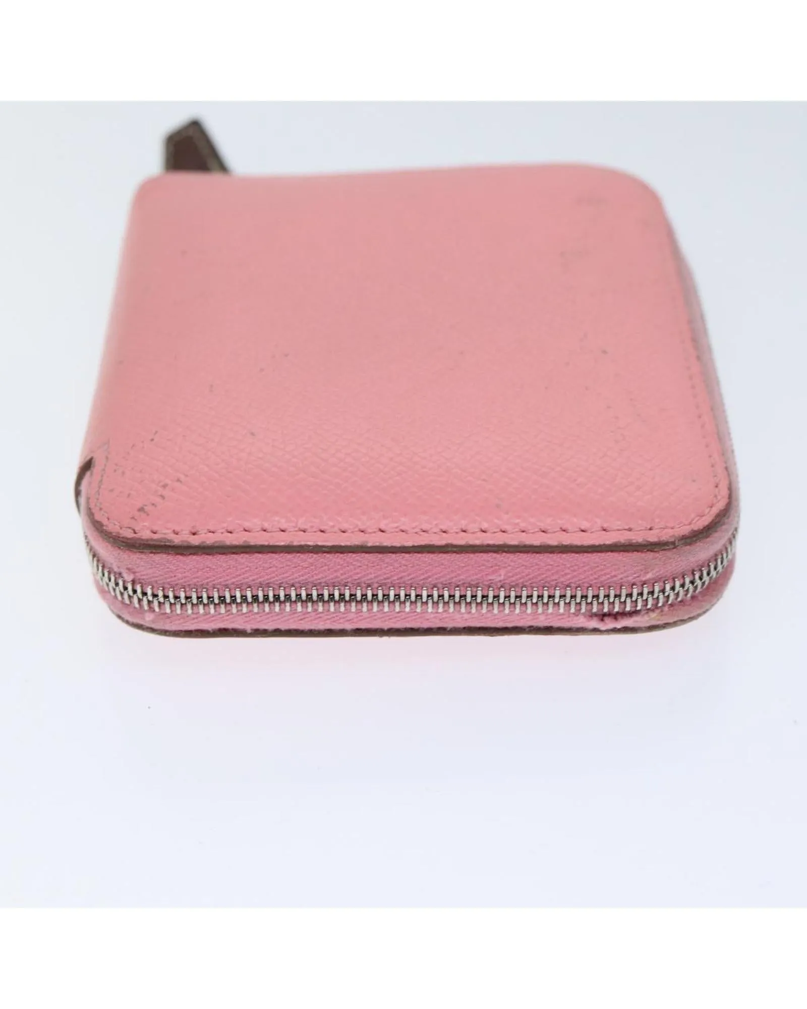 Compact Leather Pink Wallet with Silk Interior by HERMES
