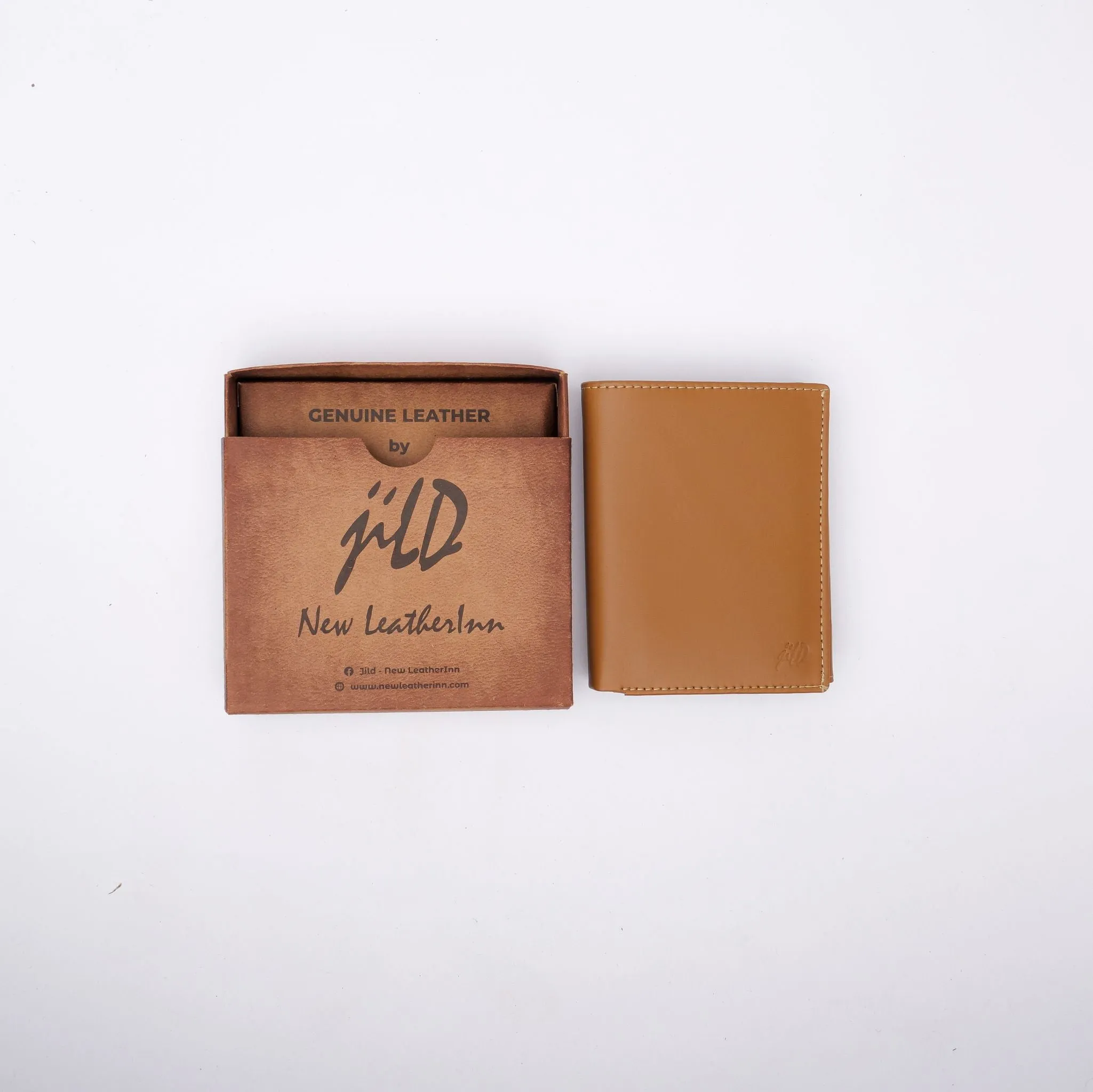 Compact Leather Wallet-Camel