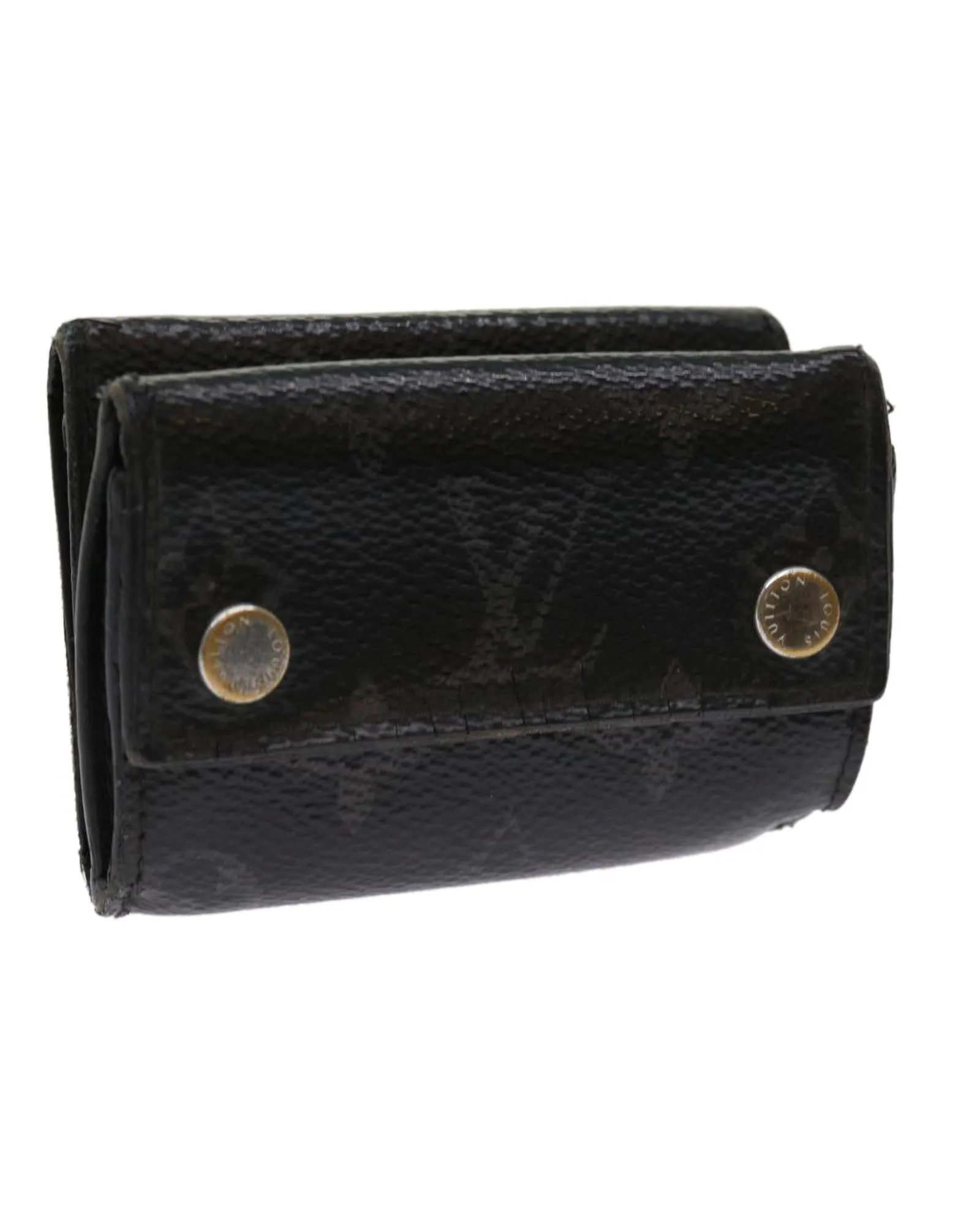 Compact Monogram Eclipse Wallet with Clasp Button and Missing Hook