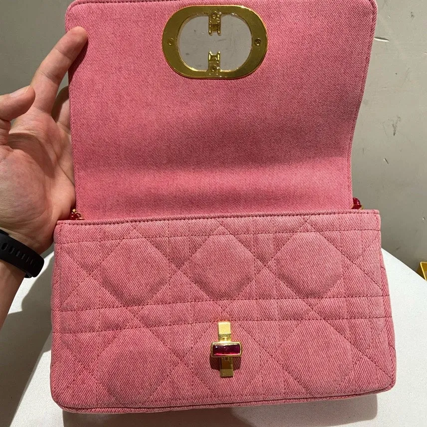Dior Caro Pink Quilted Crossbody Bag Small