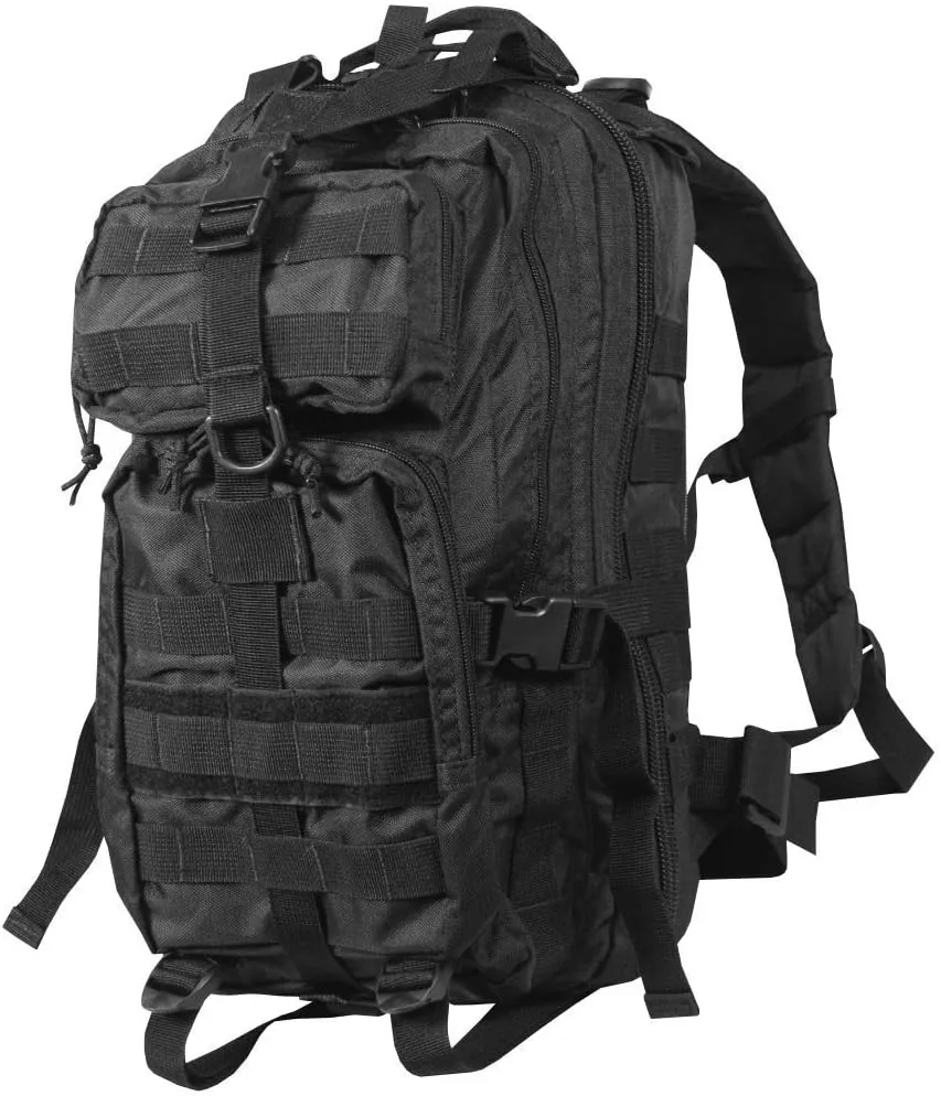 DKC452 Assault Compact Stealth Military Molle Daypack Hunting Camping Outdoor Hiking Paintball Airsoft Bag, Black, 18-Inch
