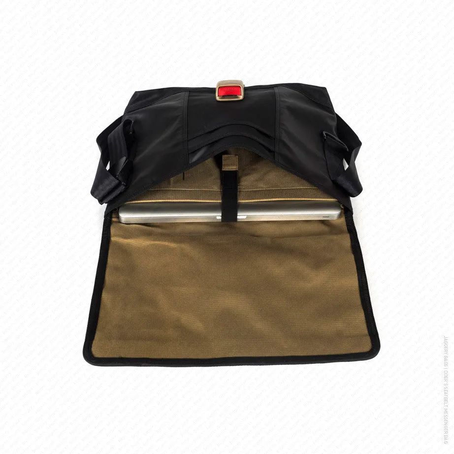 Doer's Messenger Bag in Golden Seat Belt & Black Body [15" laptop bag]