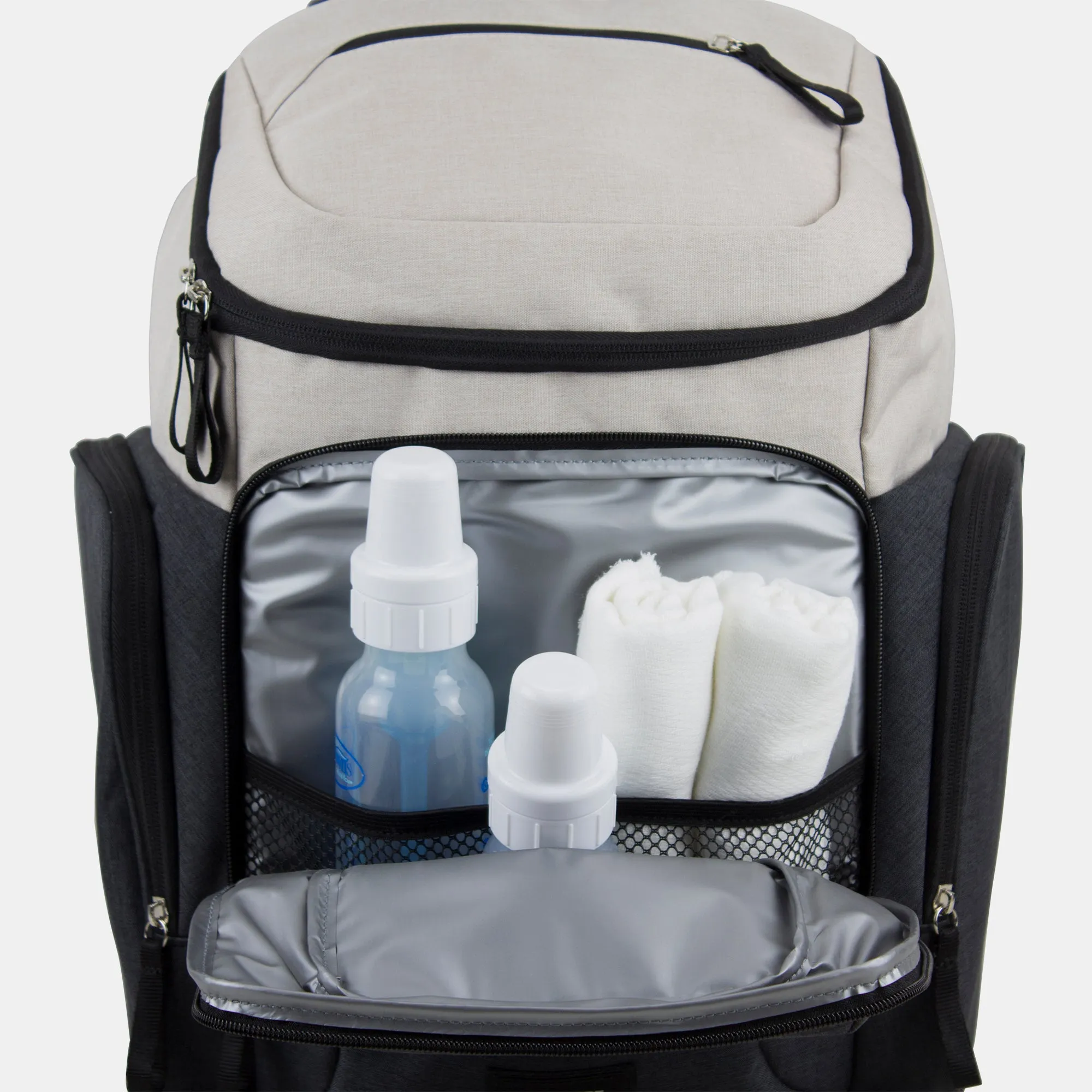 Eastsport Multi-Function Wooster St. Backpack Diaper Bag Off White Grey