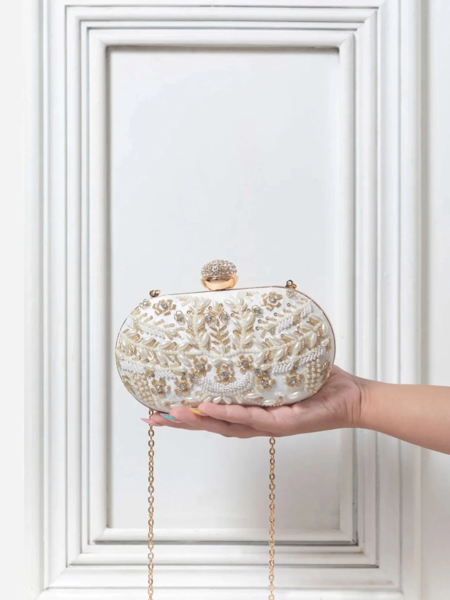 Elizah Red Zardozi Hand Embroidered Clutch