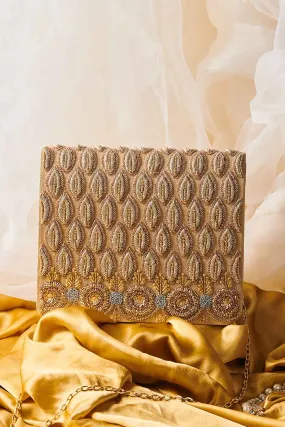 Gold Anaayera Hand-Embroidered Clutch