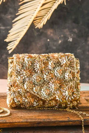 Gold Blaze Sequins Embroidered Clutch