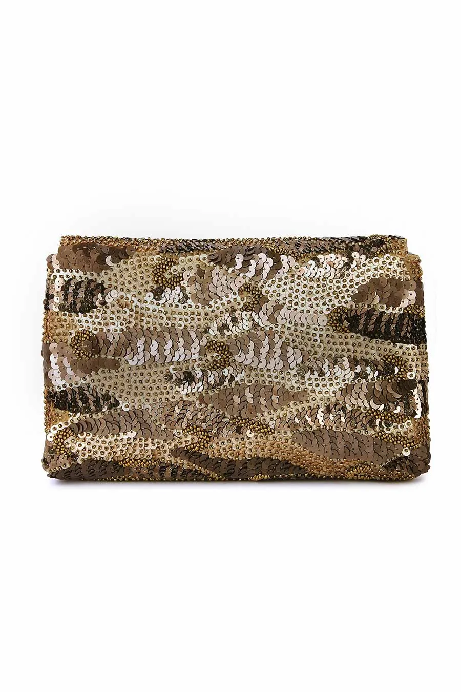 Gold Eelina Zing Sequins Embroidered Clutch