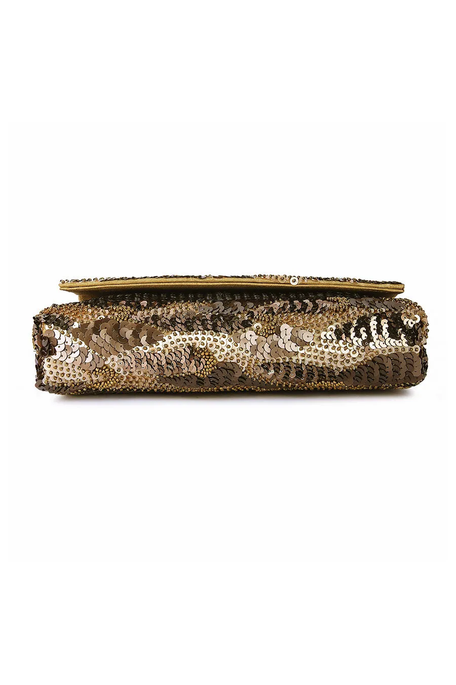 Gold Eelina Zing Sequins Embroidered Clutch