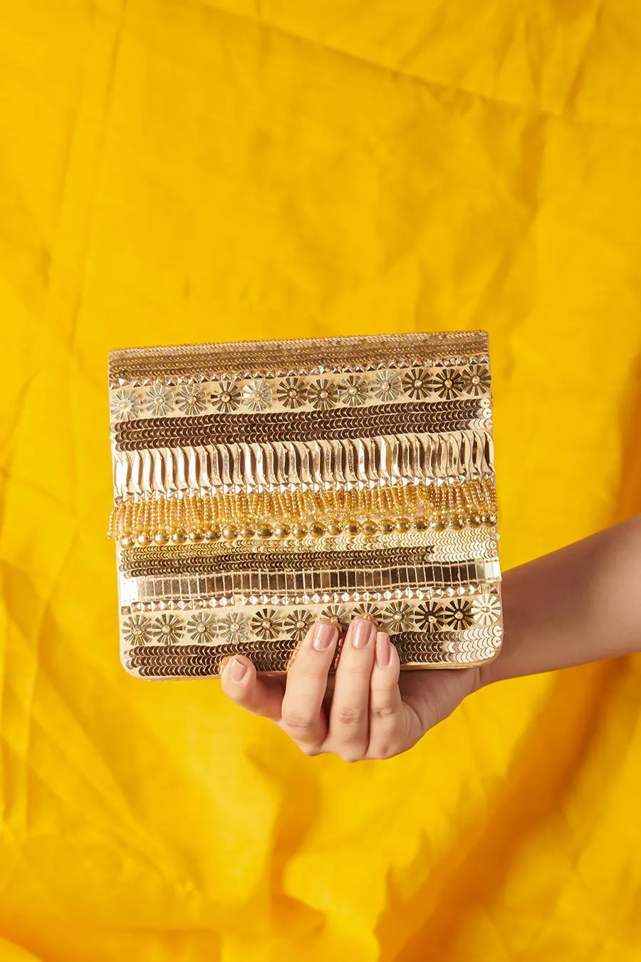 Gold Inaayat Hand-Embroidered Clutch