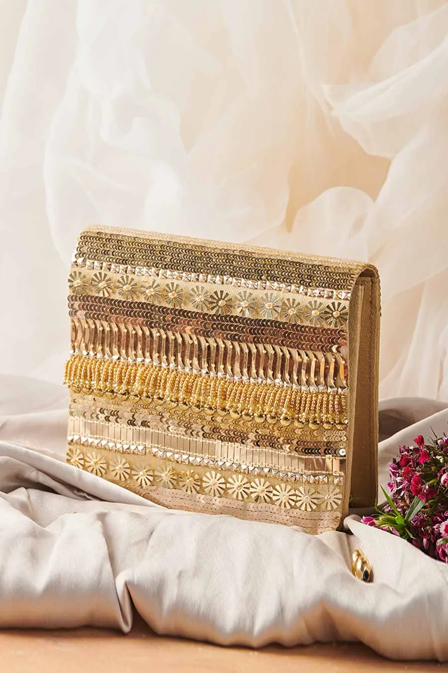 Gold Inaayat Hand-Embroidered Clutch