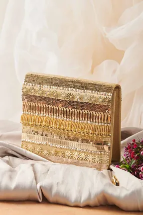 Gold Inaayat Hand-Embroidered Clutch
