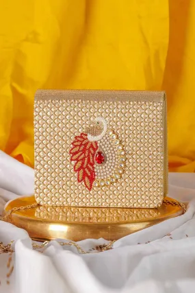 Gold Mayuraa Hand-Embroidered Clutch