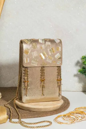 Gold Nagma Sequins Embroidered Sling Bag