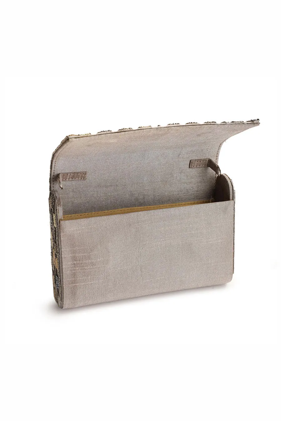 Grey Jing Bang Hand-Embroidered Clutch