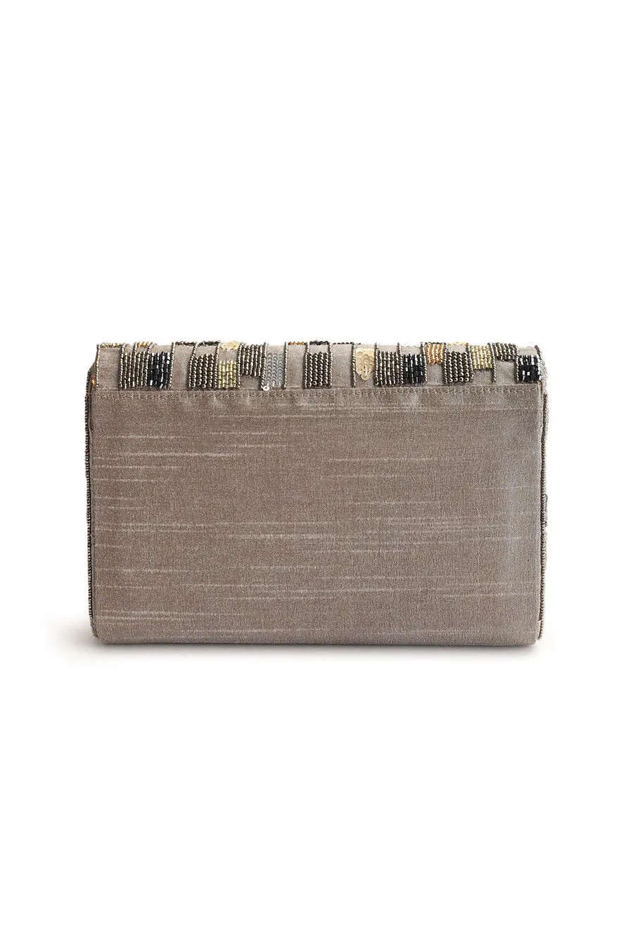 Grey Jing Bang Hand-Embroidered Clutch