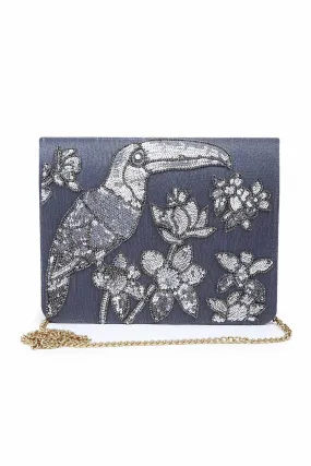 Grey Sequins Toucan Clutch