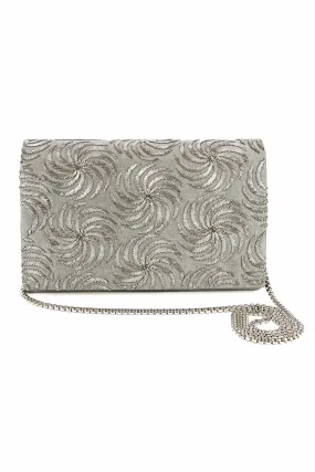Grey Shitaara Hand-Embroidered Clutch