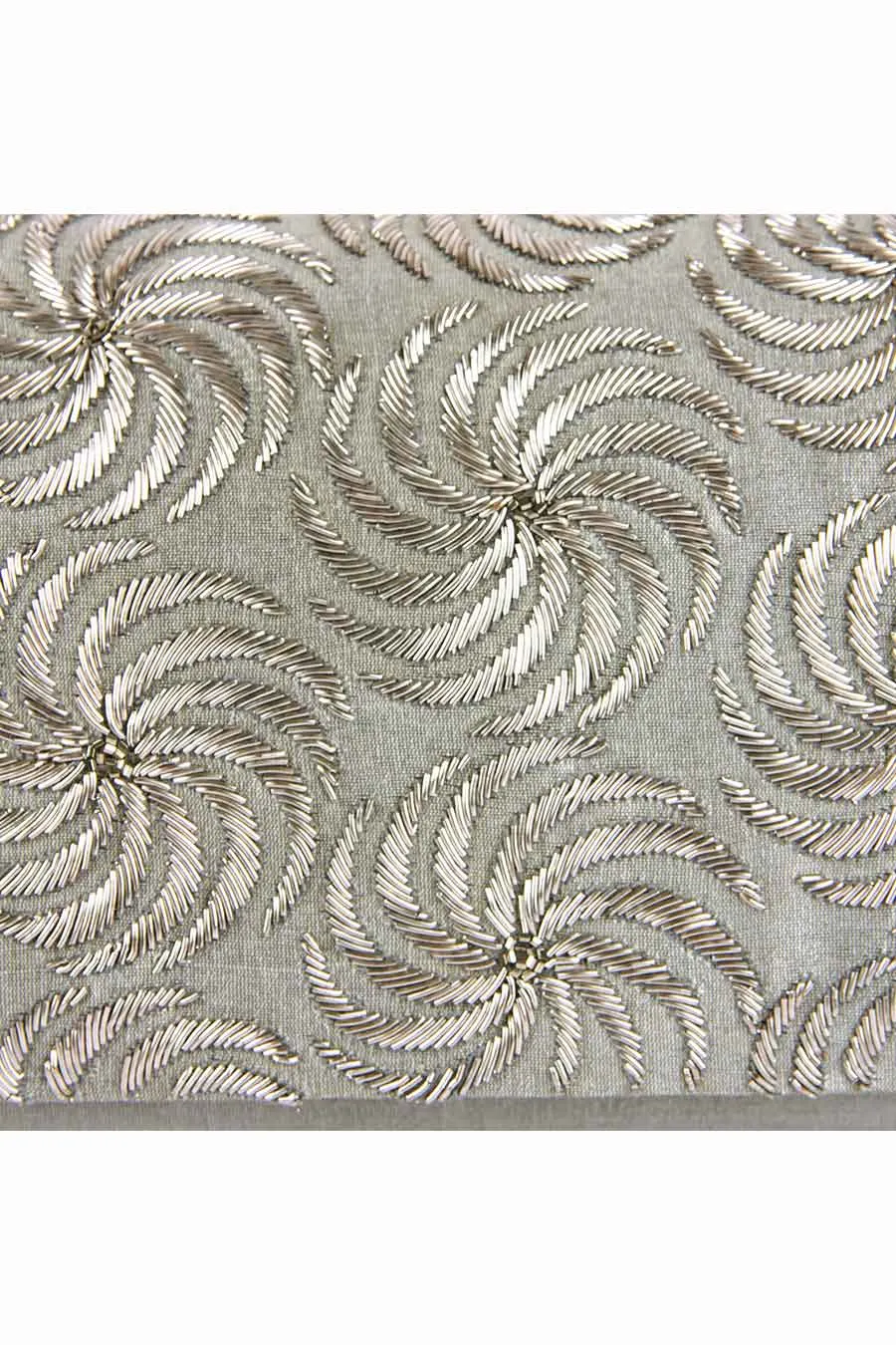 Grey Shitaara Hand-Embroidered Clutch
